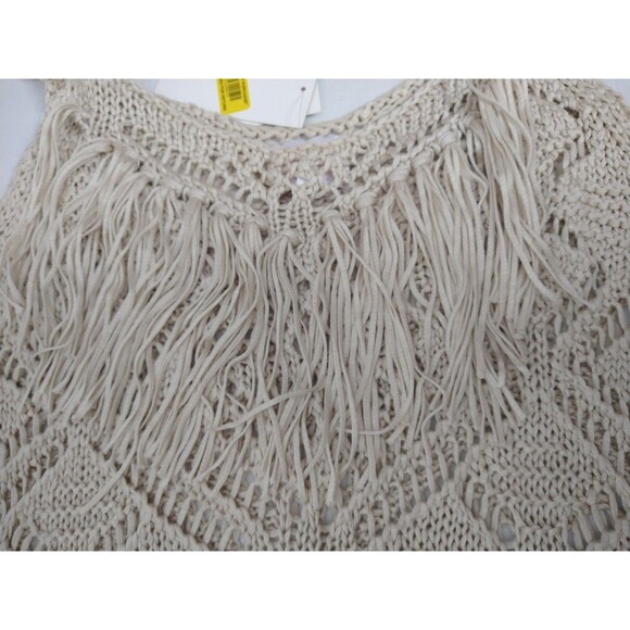NWT Honey & Sparkle Crochet Tank Top Sz M Beige Tan Hippie Festival Fringe Boho - Picture 9 of 11
